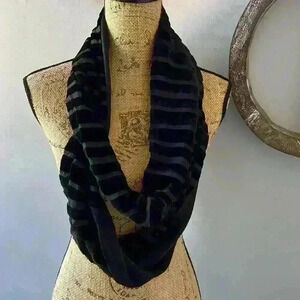 Eileen Fisher black velvet and silk infinity scarf